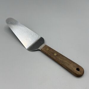 Vtg Wood Handle Norpro Pie Cake Server Stainless Steel Hole for Hanging 10.25" L
